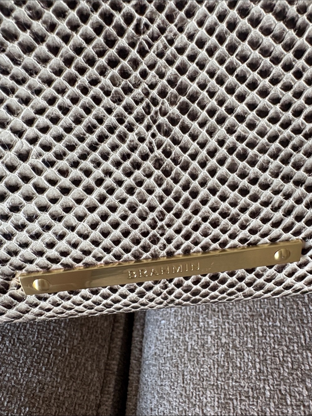 ❤️❤️ Brahmin Snake-Embossed Tote in Cream and Dark Brown - Picture 14 of 14